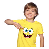 Camiseta Camisa Manga Curta Infantil Bob Esponja Algodão Top