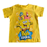 Camiseta Camisa Manga Curta Infantil Bob Esponja Algodão