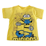 Camiseta Camisa Manga Curta Infantil Minions Algodão