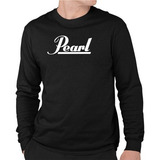 Camiseta Camisa Pearl Drums Bateria Rock Blusa Manga Longa 