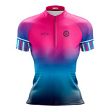 Camiseta Ciclismo Feminina Pro Tour Degrade Proteção Uv 50+