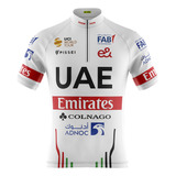 Camiseta Ciclismo Masculina Pro Tour Uae Branca Uv 50+