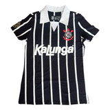 Camiseta Corinthians Feminina Polo Kalunga Retro Licenciada
