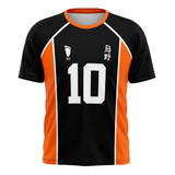 Camiseta Cosplay Uniforme Haikyuu Karasuno High School Preta