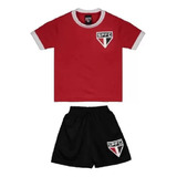 Camiseta E Short Infantil Dry Vermelho/preto São Paulo