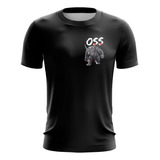 Camiseta Esportiva Jiu Jitsu Oss Rinoceronte Preta 