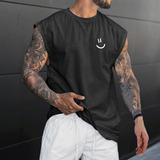 Camiseta Felicidade Regata Smile Oversized Camisa Streetwear