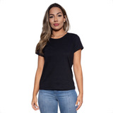 Camiseta Feminina Básica Algodão Lisa Branca Preta