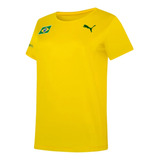 Camiseta Feminina Brasil Amarela Cbat Treino Puma Original