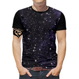 Camiseta Galaxia Masculina Espaço Planetas Blusa Preto