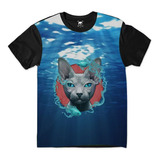 Camiseta Gato Pelado Canadense Sphynx Cat Ocean Sea Fish
