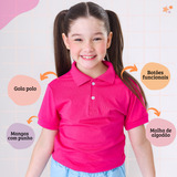 Camiseta Gola Polo Moda Infantil Meninas Manga Curta