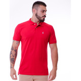 Camiseta Gola Polo Vermelha Manga Curta Piquet Premium 