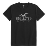 Camiseta Hollister Manga Curta Logo Bordada Algodão Original