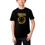 Camiseta Infantil Banda Rock Grunge Nirvana Logo Pichado