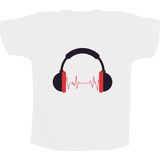 Camiseta Infantil Fone De Ouvido Rock N´ Roll Bandas Musica