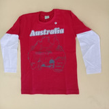 Camiseta Infantil Manga Longa Sobreposta Masculina Australia