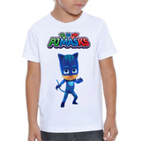 Camiseta Infantil Pj Mask Menino Gato Blusa Unissex Algodão