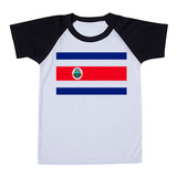 Camiseta Infantil Raglan Pais Costa Rica Bandeira