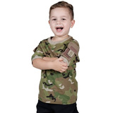 Camiseta Infantil Ranger Militar Camuflada Bélica Multicam
