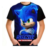 Camiseta Infantil Sonic Filme Menino Camisa Tamanho 6 Ao 14