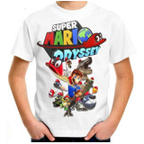 Camiseta Infantil Super Mário Odyssey Game Clássico #06