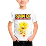 Camiseta Infantil Super Sonic The Hedgehog Amarelo Game #63