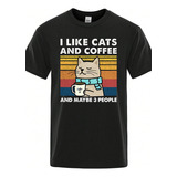 Camiseta Like Cats And Coffe Maybe 3 People Estampa Unissex