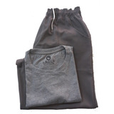 Camiseta Malha E Calça Brim Conjunto Uniforme Para Trabalho
