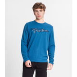 Camiseta Manga Longa Juvenil Em Meia Malha Minty Azul