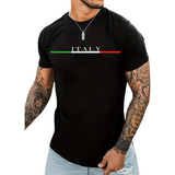 Camiseta Masculina Básica Algodão Luxo Camisa Elegante Italy
