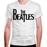 Camiseta Masculina Branca The Beatles Logo Preto