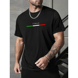 Camiseta Masculina Italia Faixa País Camisa 100% Algodão