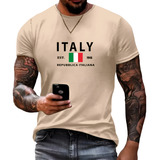 Camiseta Masculina Italia País Camisa Basica 100% Algodão