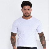 Camiseta Masculina Lisa Manga Curta Gola Redonda Algodão