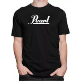 Camiseta Masculina Pearl Drum Baterista Drums Bateria Rock