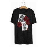 Camiseta Masculina Preta Baralho King And Queen Caveiras