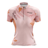 Camiseta Mtb Bike Feminina Roupa Ciclista Camisa Folhas 