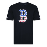 Camiseta New Era Manga Curta Boston Red Sox Mlb Usa Preto 