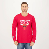 Camiseta New Era Nba Chicago Bulls Logo Manga Longa Vermelha