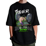 Camiseta Oversized Academia Roronoa Zoro Green Gym One Piece