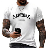Camiseta Plus Size Algodão Premium New York Cheerful Casual