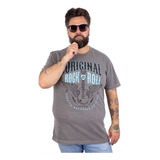 Camiseta Plus Size Estonada Masculina Rock Guitarra Les Paul