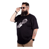 Camiseta Plus Size Masculina Guitarra Hand Les Paul Preta