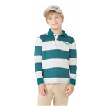 Camiseta Polo Hering Infantil Menino Listrada Verde