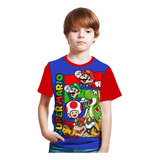 Camiseta Promoção Turma Do Mario Vermelha Infantil