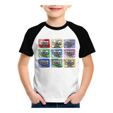 Camiseta Raglan Infantil 80's Cassette Tapes