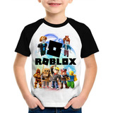 Camiseta Raglan Infantil Roblox Turma Manga Preta