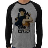 Camiseta Raglan Manga Longa Cowboy Bebop Anime Mangá Camisa 