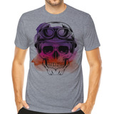 Camiseta Skull Caveira Motociclista Camisa Mexicana Moto